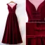 Chic / Beautiful Burgundy Evening Dresses  2019 A-Line / Princess Scoop Neck Suede Bow Sleeveless Backless Floor-Length / Long Formal Dresses