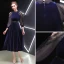 Elegant Dark Green Evening Dresses  2019 A-Line / Princess Suede Sash Scoop Neck 3/4 Sleeve Tea-length Formal Dresses