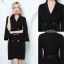 Chic / Beautiful Black Evening Dresses  2019 A-Line / Princess V-Neck Sash Long Sleeve Short Formal Dresses