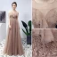 Élégant Robe De Bal 2019 Princesse Encolure Dégagée Perlage Paillettes En Dentelle Fleur Manches Courtes Dos Nu Longue Robe De Ceremonie