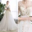 Abordable Ivoire Robe De Mariée 2019 Princesse V-Cou Paillettes En Dentelle Fleur Manches Courtes Dos Nu Train De Balayage