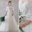 Elegant Ivory Wedding Dresses 2019 A-Line / Princess Spaghetti Straps Bow Appliques Lace Flower Sequins Short Sleeve Backless Court Train