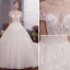 Charmant Ivoire Robe De Mariée 2019 Princesse Encolure Dégagée Perlage Appliques Manches Courtes Dos Nu Cathedral Train