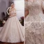 Charmant Champagner Brautkleider / Hochzeitskleider 2019 A Linie Off Shoulder Perlenstickerei Kristall Pailletten Perle Ärmellos Rückenfreies Königliche Schleppe