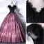 Elegant Purple Lace Flower Prom Dresses 2021 A-Line / Princess V-Neck Beading Short Sleeve Floor-Length / Long Formal Dresses