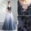 Élégant Dégradé De Couleur Robe De Soirée 2019 Princesse Encolure Dégagée Perlage Paillettes Perle Cristal En Dentelle Fleur Sans Manches Dos Nu Longue Robe De Ceremonie