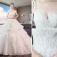 Schöne Ivory / Creme Brautkleider / Hochzeitskleider 2019 A Linie Spaghettiträger Perlenstickerei Spitze Blumen Ärmellos Rückenfreies Fallende Rüsche Kathedrale Schleppe
