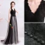 Chic / Beautiful Black Evening Dresses  2019 A-Line / Princess V-Neck Lace Flower Buttons Sleeveless Floor-Length / Long Formal Dresses