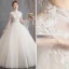 Élégant Champagne Robe De Mariée 2019 Princesse Col Haut Appliques En Dentelle Fleur Perlage Perle Paillettes Manches Longues Dos Nu Longue