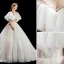Chic / Beautiful Ivory Wedding Dresses 2019 Ball Gown Scoop Neck Sequins Backless Short Sleeve Chapel Train