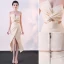 Sexy Champagne 2 Pièces Robe De Soirée 2019 Trompette / Sirène Bustier Noeud Sans Manches Dos Nu Courte Robe De Ceremonie