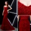 Charmant Bordeaux Robe De Soirée 2019 Trompette / Sirène Bretelles Spaghetti Cristal Appliques En Dentelle Fleur Sans Manches Dos Nu Train De Balayage Robe De Ceremonie