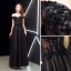Charmant Schwarz Abendkleider 2019 A Linie Off Shoulder Kristall Spitze Blumen Kurze Ärmel Rückenfreies Lange Festliche Kleider