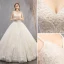 Elegant Ivory Wedding Dresses 2019 Ball Gown Spaghetti Straps Beading Sequins Lace Flower Sleeveless Backless Cathedral Train