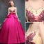 Chic / Beautiful Fuchsia Prom Dresses 2019 A-Line / Princess V-Neck Lace Flower Bow Sequins Sleeveless Backless Floor-Length / Long Formal Dresses