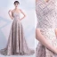 Glitzernden Champagner Gold Abendkleider 2019 A Linie Ärmellos Pailletten Bandeau Rückenfreies Sweep / Pinsel Zug Festliche Kleider