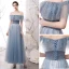 Chic / Beautiful Ocean Blue Evening Dresses  2018 A-Line / Princess Appliques V-Neck Backless 3/4 Sleeve Floor-Length / Long Formal Dresses