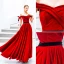 Schöne Einfarbig Rot Abendkleider 2019 A Linie Off Shoulder Wildleder Schleife Ärmellos Rückenfreies Lange Festliche Kleider