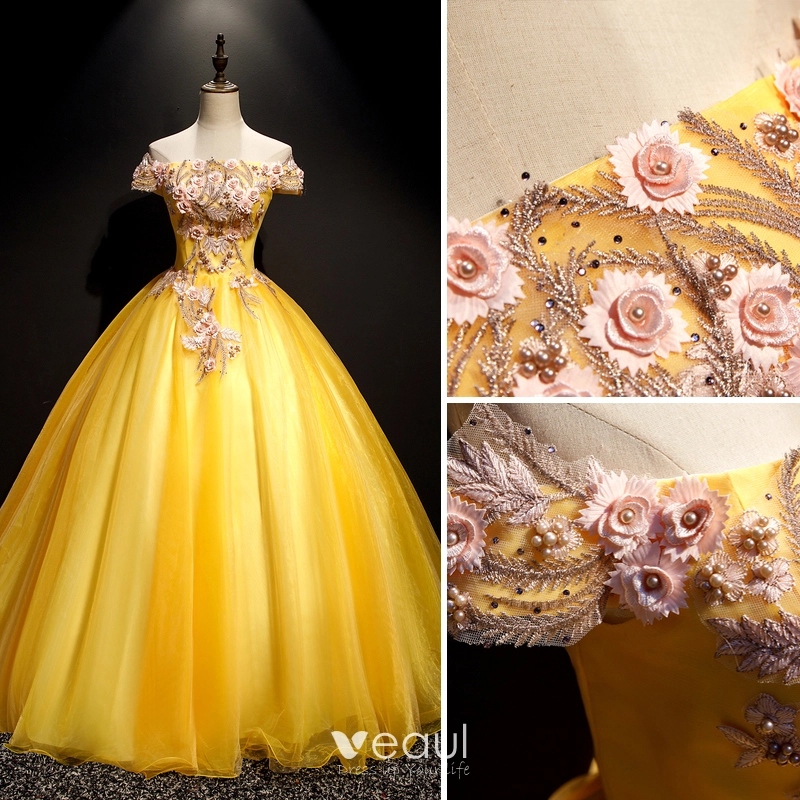 2019 Prom Dresses Yellow Sunflower