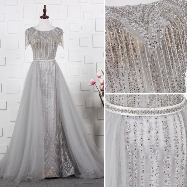 Luxe Rougissant Rose Fait main Cristal Robe De Ceremonie 2019 Princesse Encolure Dégagée Perlage T-Strap Faux Diamant Manches Courtes Train De Balayage Robe De Soirée