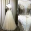 Chic / Beautiful Champagne Evening Dresses  2019 A-Line / Princess Scoop Neck Beading Crystal Rhinestone Sleeveless Pleated Floor-Length / Long Formal Dresses
