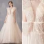 Élégant Champagne Robe De Mariée 2019 Princesse Encolure Carrée Tachetée Sans Manches Dos Nu Tribunal Train
