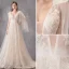 Schöne Ivory / Creme Brautkleider / Hochzeitskleider 2019 A Linie V-Ausschnitt Spitze Blumen Ärmellos Rückenfreies Sweep / Pinsel Zug