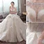 Luxury / Gorgeous Champagne Wedding Dresses 2019 Ball Gown Scoop Neck Sequins Lace Flower Sleeveless Backless Cascading Ruffles Cathedral Train