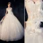 Chic / Belle Champagne Robe De Mariée 2019 Robe Boule Bustier Glitter Paillettes Appliques En Dentelle Fleur Sans Manches Dos Nu Longue