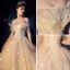 Luxury / Gorgeous Champagne Wedding Dresses 2019 Ball Gown Strapless Glitter Tulle Sequins Beading Sleeveless Backless Cathedral Train