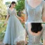 Modest / Simple Sage Green Ruffle Bridesmaid Dresses 2021 A-Line / Princess V-Neck Short Sleeve Backless Floor-Length / Long Wedding Party Dresses