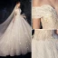 Chic Ivoire Robe De Mariée 2019 Princesse De l'épaule Perlage Perle Étoile En Dentelle Fleur Paillettes Manches Courtes Dos Nu Cathedral Train