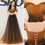 Charmant Dégradé De Couleur Robe De Bal 2019 Princesse De l'épaule Perlage Cristal Manches Courtes Dos Nu Train De Balayage Robe De Ceremonie