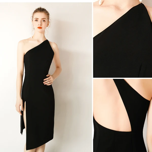 Modern / Fashion Modest / Simple Black Evening Dresses 2019 One-Shoulder Sleeveless Backless Short Formal Dresses