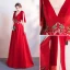 Chic / Beautiful Red Evening Dresses  2019 A-Line / Princess Suede V-Neck Lace Flower Sleeveless Backless Floor-Length / Long Formal Dresses
