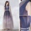 Classy Gradient-Color Evening Dresses  2019 A-Line / Princess Ruffle Sleeveless Rhinestone High Neck Floor-Length / Long Formal Dresses