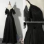 Chic / Beautiful Black Evening Dresses  2019 A-Line / Princess Spaghetti Straps Short Sleeve Backless Floor-Length / Long Formal Dresses