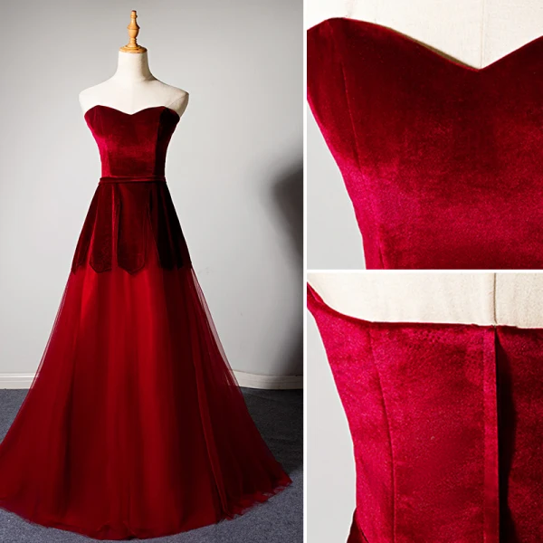 Chic / Beautiful Burgundy Evening Dresses 2019 A-Line / Princess Suede Spaghetti Straps Sleeveless Floor-Length / Long Evening Party Formal Dresses