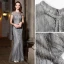 Classy Silver Evening Dresses  2019 Trumpet / Mermaid Scoop Neck Handmade  Beading Rhinestone Lace Short Sleeve Floor-Length / Long Formal Dresses