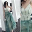 Modern / Fashion Gradient-Color Evening Dresses  2019 A-Line / Princess Spaghetti Straps Bow Sleeveless Backless Floor-Length / Long Formal Dresses