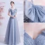 Fashion Silver Prom Dresses 2021 A-Line / Princess Square Neckline Rhinestone Bow Short Sleeve Backless Floor-Length / Long Formal Dresses