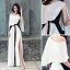 Mode Ivory / Creme Abendkleider 2019 A Linie One-Shoulder Schleife Kurze Ärmel Rückenfreies Gespaltete Front Lange Festliche Kleider