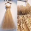 Élégant Champagne Robe De Soirée 2019 Princesse Bretelles Spaghetti Perlage Faux Diamant En Dentelle Fleur Sans Manches Dos Nu Longue Robe De Ceremonie