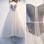 Hermoso Gris Vestidos de gala 2019 A-Line / Princess Spaghetti Straps Rebordear Lentejuelas Sin Mangas Sin Espalda Asimétrico Vestidos Formales