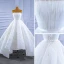 Haut de Gamme Blanche Robe De Mariée 2021 Robe Boule Perlage Volants Bustier Sans Manches Dos Nu Ceinture Train De Balayage Mariage