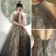 Charmant Gris Perlage Perle Paillettes Robe De Bal 2021 Princesse Titulaire Manches Courtes Dos Nu Longue Promo Robe De Ceremonie