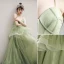 Chic / Beautiful Cascading Ruffles Sage Green Prom Dresses 2021 A-Line / Princess Spaghetti Straps Sleeveless Backless Court Train Prom Formal Dresses