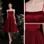 Chic / Beautiful Burgundy Satin Prom Dresses 2021 A-Line / Princess Spaghetti Straps Sleeveless Backless Bow Floor-Length / Long Prom Formal Dresses