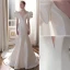 Mode Ivory / Creme Satin Brautkleider / Hochzeitskleider Abendkleider 2021 Meerjungfrau V-Ausschnitt Geschwollenes Kurze Ärmel Rückenfreies Hof-Schleppe Hochzeit