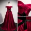 Vintage / Retro Burgundy Satin Prom Dresses 2021 A-Line / Princess Strapless Bow Sleeveless Backless Floor-Length / Long Prom Formal Dresses